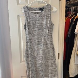 Tahari Gray Tweed Midi Dress